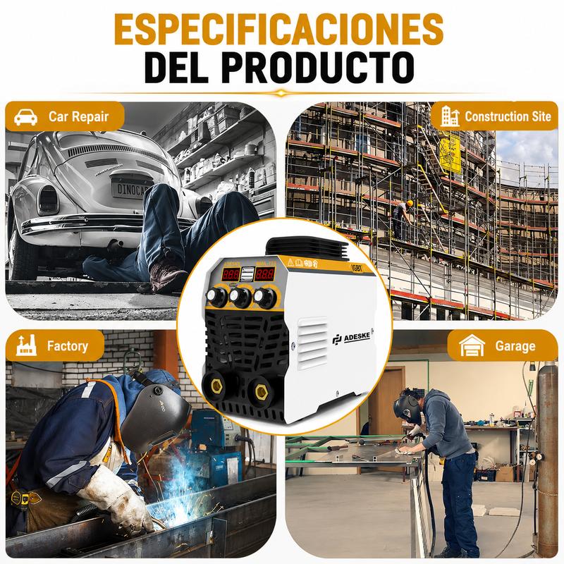 Soldadora de arco portátil ADESKE Mini 155A - Soldadora portátil, doble voltaje 110V/220V, pantalla digital, kit completo de soldadura con varillas de soldadura para proyectos de bricolaje en metal, reparaciones domésticas, actualización de herramientas