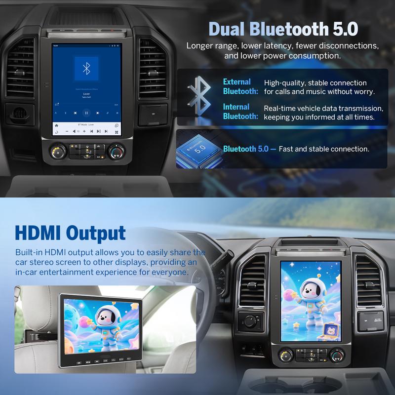 El sistema de audio para automóvil EONON es compatible con los modelos de 2015 a 2020 y admite CarPlay y Android Auto (con y sin cable). Incluye una unidad principal con pantalla táctil IPS Android 13 de 12,1 pulgadas, sonido envolvente DTS, Bluetooth, GP