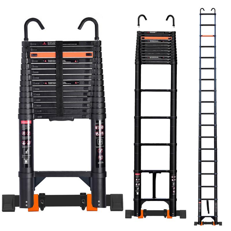 Escalera telescópica de 20,3/23 pies, de aluminio, resistente, con capacidad máxima de 330 libras, con 2 estabilizadores triangulares, escalera plegable multiusos, TikTokShopBlackFriday
