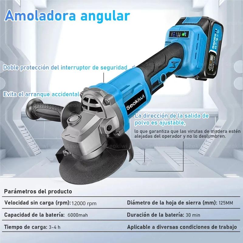 Juego de Herramientas de 5 Piezas Incluye Martillo Hidráulico Amoladora Taladro Llave Inglesa y Soplador de Hojas Potente y Versátil Regalo Ideal para Hombres