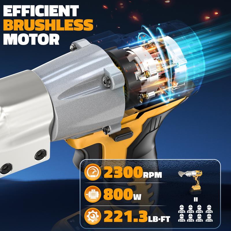 Cortadora de chapa metálica para Dewalt 20V, batería no incluida, cizalla para chapa metálica - Torque de 221 ft-lbs - Corta material de calibre 18 para acero, cuero y alfombras - con cabezal pivotante de 360 ​​grados