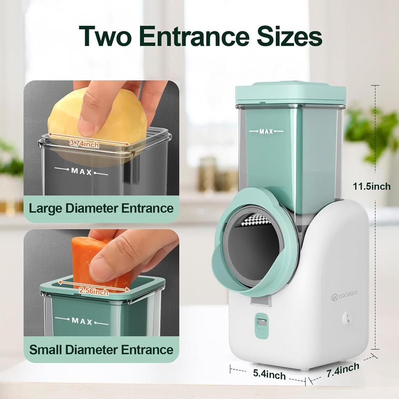Cortador eléctrico de verduras y picador de alimentos ZQOZQO - Rallador de queso rotativo - Modelo de 6 cuchillas con función de picado o modelo de 8 cuchillas para un corte versátil, herramienta de cocina para una preparación rápida de alimentos.