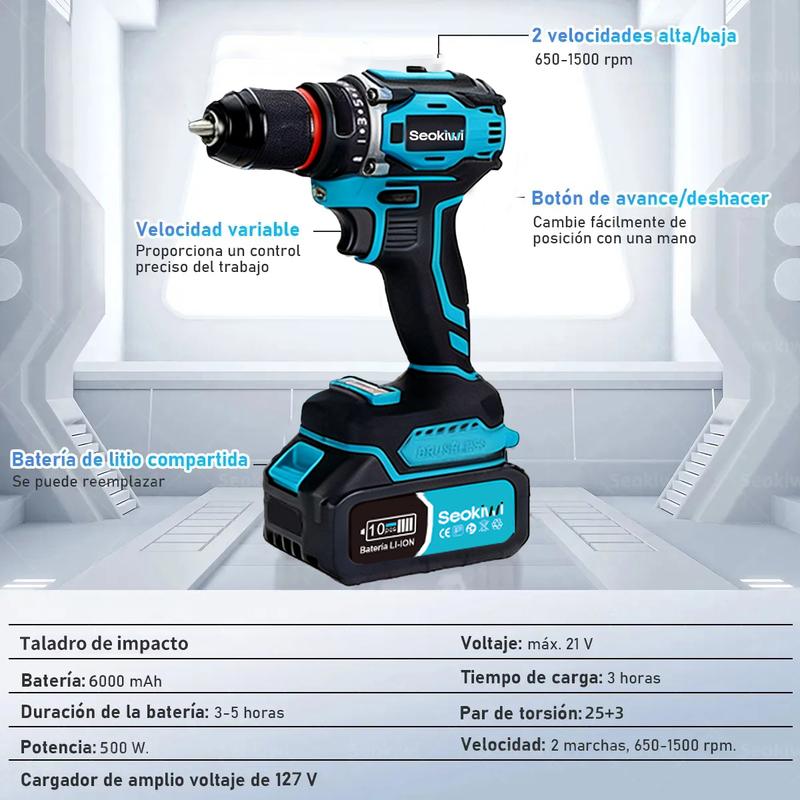 Juego de Herramientas de 5 Piezas Incluye Martillo Hidráulico Amoladora Taladro Llave Inglesa y Soplador de Hojas Potente y Versátil Regalo Ideal para Hombres