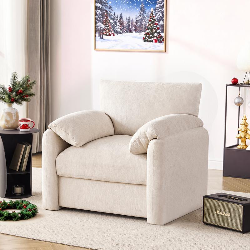 Sillón extragrande de chenilla, 98 cm de ancho, sillas auxiliares para sala de estar y dormitorio, sillón moderno, silla de lectura tapizada de mediados de siglo, silla cómoda para sala de estar, sillón individual tipo sofá