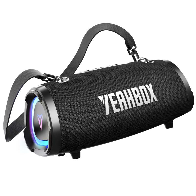 Altavoz Bluetooth inalámbrico portátil - 100 W (120 W de pico) Audio estéreo, resistente al agua IP67, luces RGB, carga mediante power bank de 9000 mAh, DSP dual, correa para el hombro para camping y fiestas.