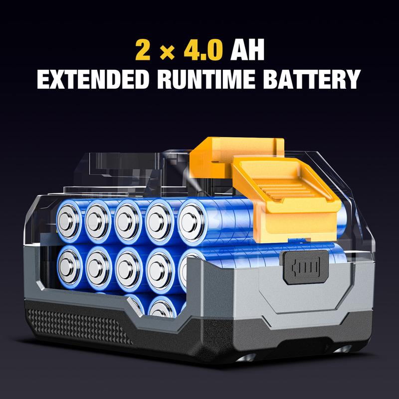 Llave de impacto SOARFLY 1000NM, 2 baterías de 4.0Ah, cargador rápido, 6 puntas de destornillador, 8 brocas, 6 vasos, para automóviles, camiones, herramientas eléctricas inalámbricas, llave de impacto inalámbrica
