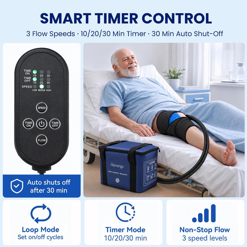 ¡Calidad superior a un precio increíblemente bajo! Máquina de crioterapia, temporizador programable para la rodilla después de una cirugía, máquina de crioterapia portátil con bomba silenciosa, almohadilla fría grande para tobillo, articulaciones del braz