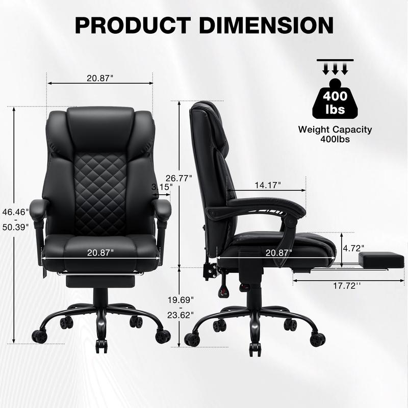 Silla de oficina con masaje HOFFREE de 181 kg con reposapiés, vibración de 6 puntos, ergonómica, ejecutiva, reclinable, con respaldo alto, color negro.