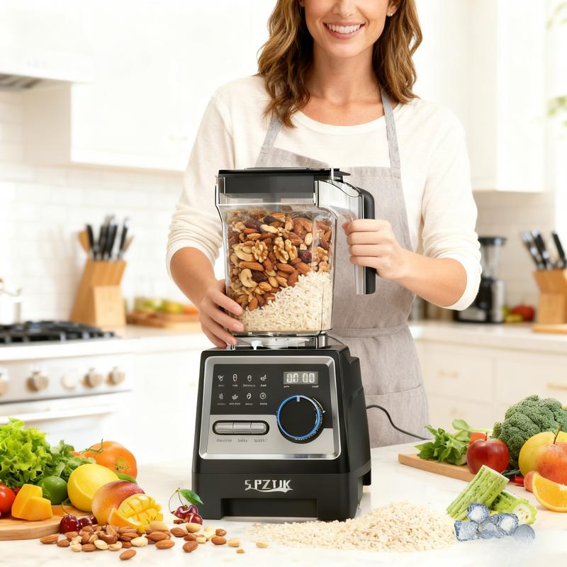 Licuadora profesional SPZTJK, licuadora de cocina de 68 oz, libre de BPA, 2 recipientes, licuadora de mostrador, trituradora de hielo y máx. 1400 vatios/1000 vatios, licuadora y molinillo combinados, batidos/jugos/mantequilla de frutos secos/procesador de