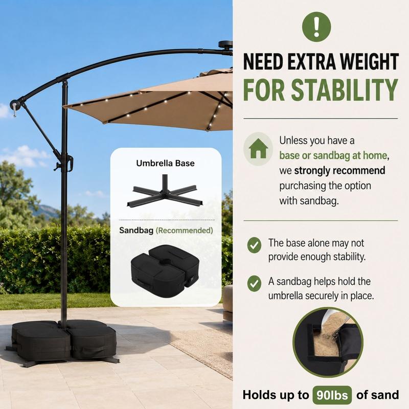 Sombrilla de patio solar giratoria de 360° de 3 metros, sombrilla de exterior con brazo lateral descentrado, fácil ajuste de inclinación, manivela y base en cruz para piscina, terraza, jardín o patio trasero.
