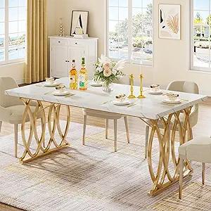 Mesa de comedor redonda de 119 cm para 4 personas - Madera de ingeniería de alta calidad, fácil de limpiar, impermeable, duradera, sillas no incluidas. Modo mesa con pedestal.