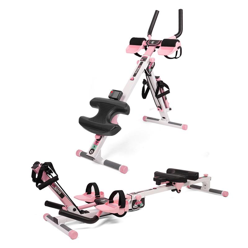 [Nuevas ofertas] TOUSAINS 3 en 1 Entrenador de Abdominales y Remo Pro con Bandas de Resistencia | Máquina de Ejercicio Plegable para Entrenamiento Corporal Completo y Tonificación Muscular, Equipo de Gimnasio en Casa, Rueda de Fitness Abdominal, rueda abd