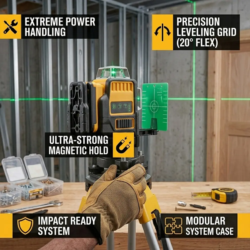 Medidor láser de líneas verdes vertical de 360° con batería de litio de 12 V