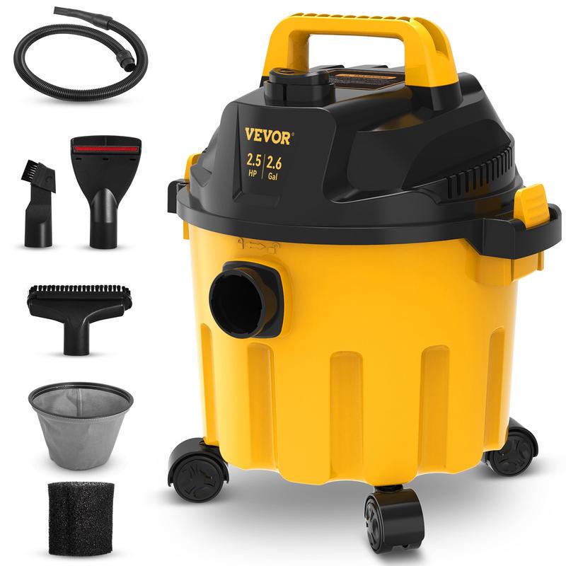 Aspiradora VEVOR para sólidos y líquidos, capacidad máxima de 8 galones, 6 HP de potencia máxima, 3 en 1, con función de soplado, portátil con accesorios para limpiar pisos, tapicería y espacios. Certificación ETL. Aspiradora de alta potencia con potente