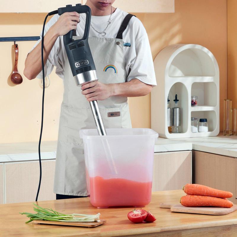 Batidora de inmersión comercial de 500 vatios, batidora de mano de alta resistencia, batidora de cocina de velocidad variable con cuchilla de acero inoxidable 304, batidora portátil multiusos para sopas, batidos, purés y comida para bebés.