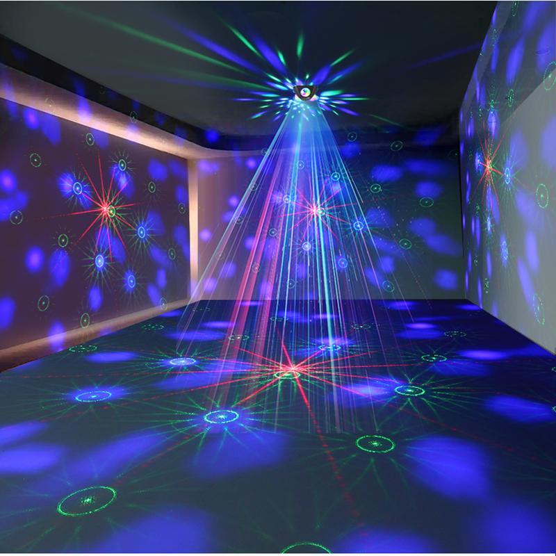Luces de fiesta disco 4 en 1, 3 luces de discoteca RGB + luces estroboscópicas con patrón rojo y verde para fiestas en casa, habitaciones, bailes, cumpleaños, karaoke, Halloween, Navidad, bodas, espectáculos, clubes, decoración, luces de fiesta, luces de 