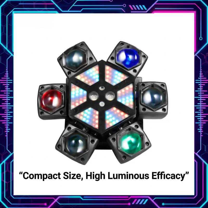 Luces de fiesta para DJ de 150 W con 6 brazos, luz de escenario RGBW de 150 W con láser rojo y verde, luces de discoteca sincronizadas con música y activadas por sonido, luz estroboscópica DMX512 para bodas, clubes y fiestas en casa.
