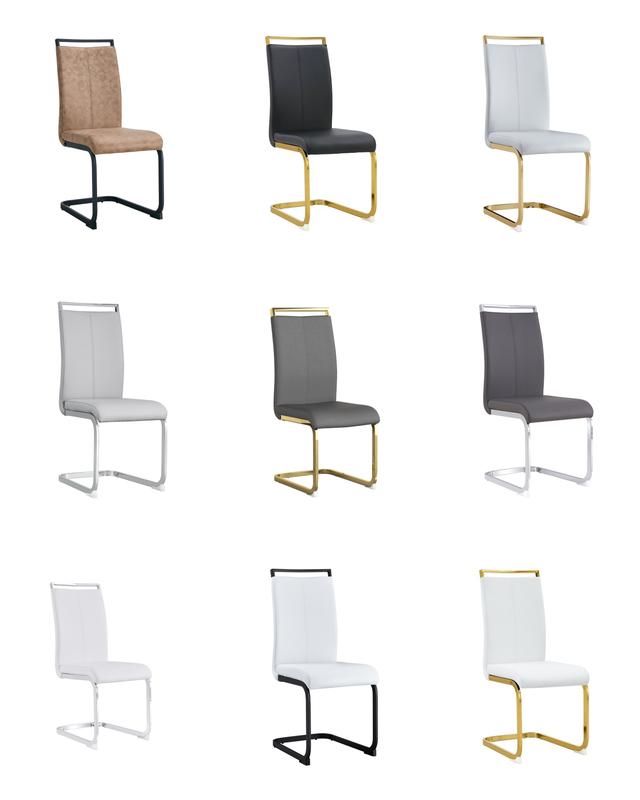Sillas de comedor modernas, silla lateral tapizada de respaldo alto en piel sintética PU con patas de metal cromado en forma de C para comedor, cocina, tocador, patio, club, silla de oficina para invitados (juego de 4) (blanco + piel sintética PU) Sillón