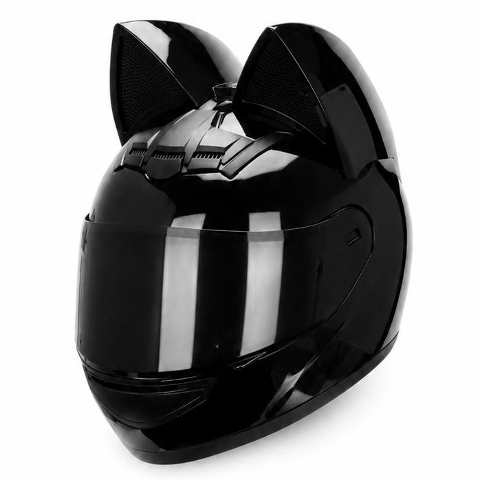Casco de moto LeLW con orejas de gato, bonito casco integral para mujeres y hombres, casco de seguridad con certificación DOT, doble visera, forro extraíble y lavable, compatible con Bluetooth, sistema de ajuste regulable, incluye bolsa para el casco.