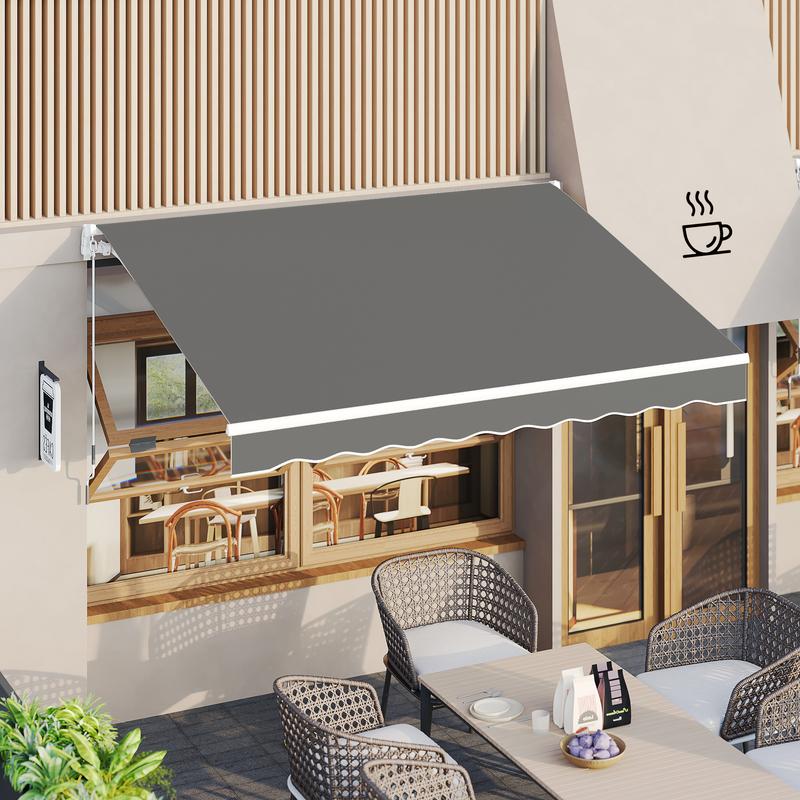 Toldo retráctil manual, resistente al agua, de poliéster, con manivela, para exteriores, ideal para patio, terraza, hogar, jardín o balcón. Toldo estético parasol.