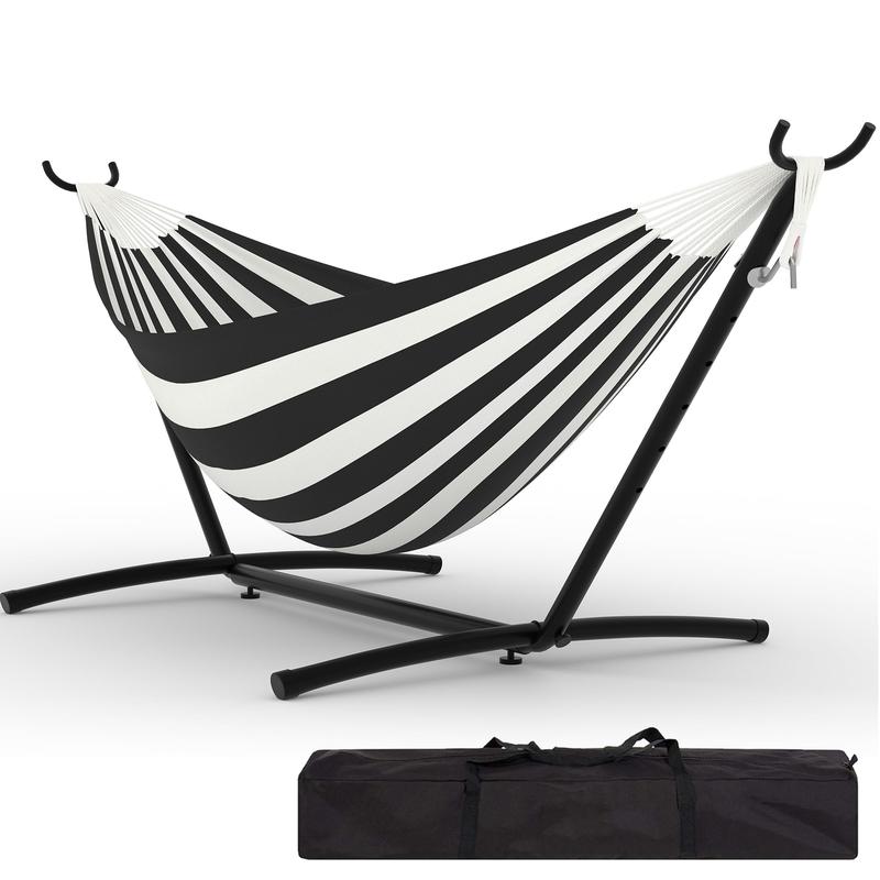 Hamaca portátil para 2 personas con soporte – Acero resistente, ahorra espacio para exteriores/patio, capacidad de 204 kg, bolsa de transporte