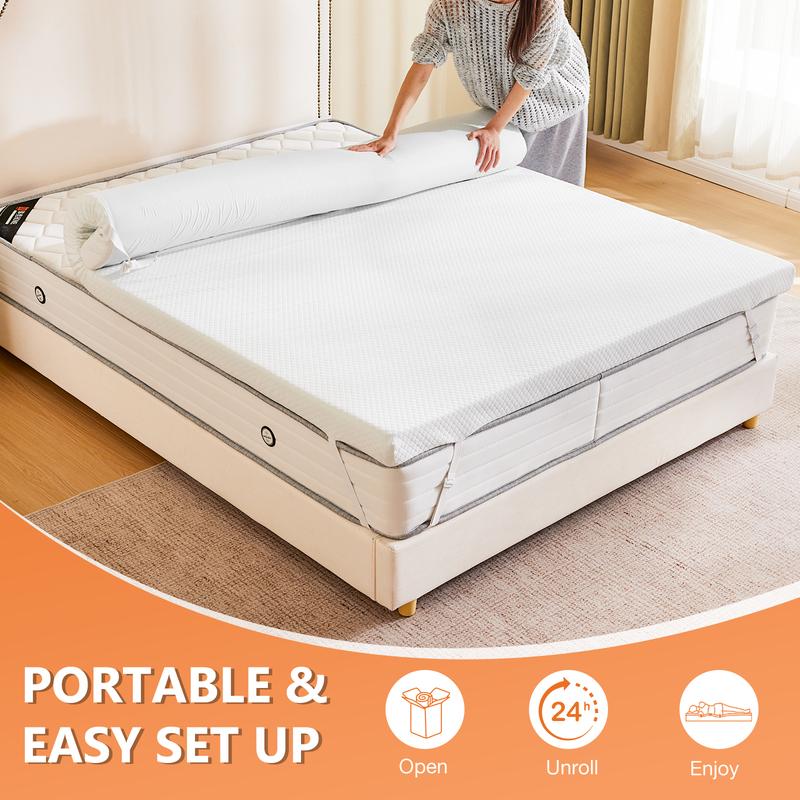 Cubrecolchón Sweetcrispy de espuma viscoelástica refrescante con infusión de gel de alta calidad, con funda suave extraíble, almohadilla rectangular ventilada con cremallera metálica de alta calidad para sofá cama, autocaravanas y caravanas (diseño de esp