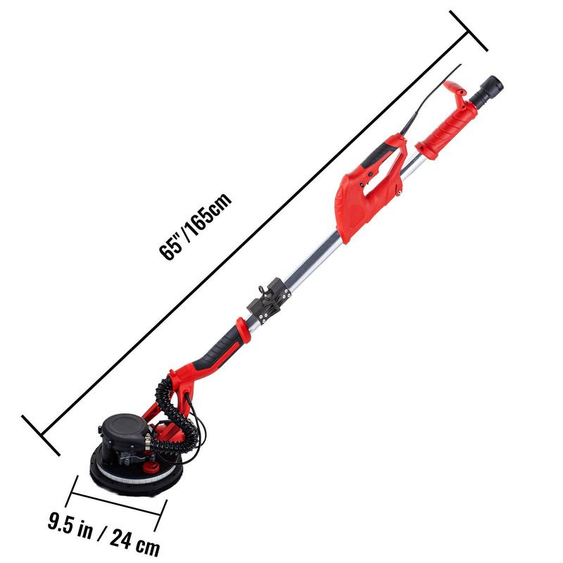 Lijadora de paneles de yeso VEVOR - Pulidora de hardware de alta potencia de 850 W con selector de velocidad de 6 niveles, diseño plegable, mango telescópico, tira de luz LED, bolsa de vacío y guantes, herramienta eléctrica de alta resistencia.