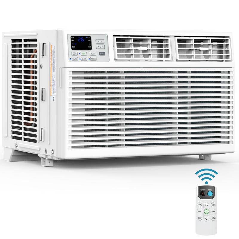 Aire acondicionado de ventana de 5000-14000 BTU, enfría hasta 350 pies cuadrados, 4 modos y 3 velocidades de ventilador, temporizador de 24 horas, control remoto, funcionamiento silencioso, filtro reutilizable summerwins