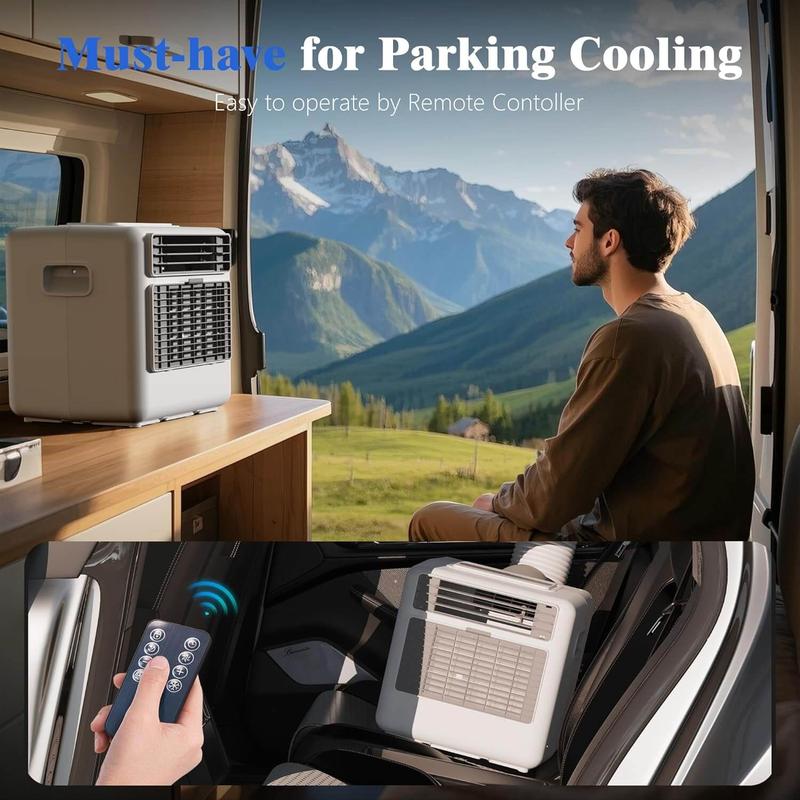 Aire acondicionado portátil Karinear, 3300 BTU (5000 BTU ASHRAE), enfriamiento rápido hasta 16 °C, 3 modos de enfriamiento, temporizador de 24 horas, duradero para camping, caravana, ventilador de refrigeración de aire acondicionado, unidad de aire acondi