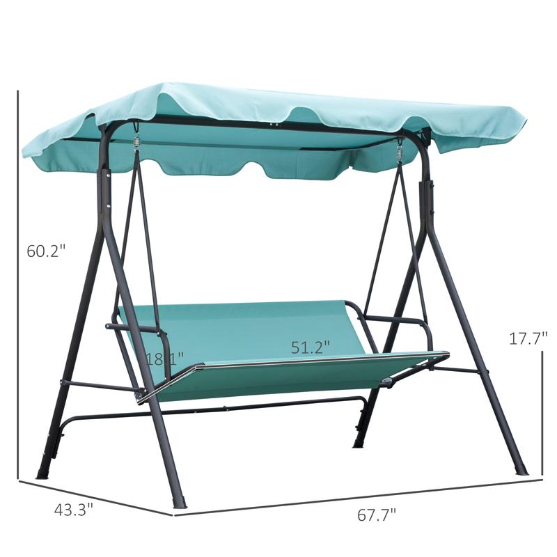 Silla colgante de exterior de 3 plazas para patio con cojín extraíble, estructura de acero y toldo inclinable ajustable para patio, jardín, piscina, balcón o terraza.