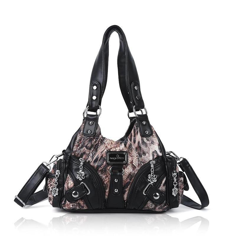 Bolso de mano pequeño y moderno para mujer Angel Kiss - Bolso tote multibolsillos de piel texturizada Vagen con cremallera, bolso de hombro Tramp, bolso Angel Kiss, accesorios para mujer, estilo veraniego