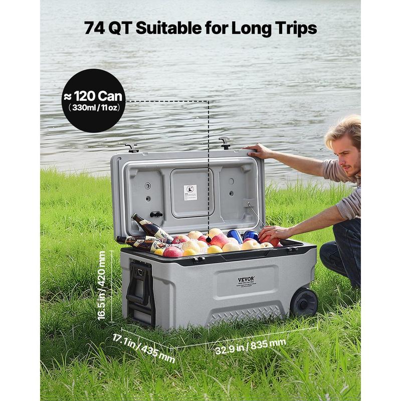 Nevera portátil con ruedas de transporte, capacidad de 74 cuartos de galón, para 120 latas, portavasos, aislamiento de larga duración para camping y pesca. #RegresoAClases