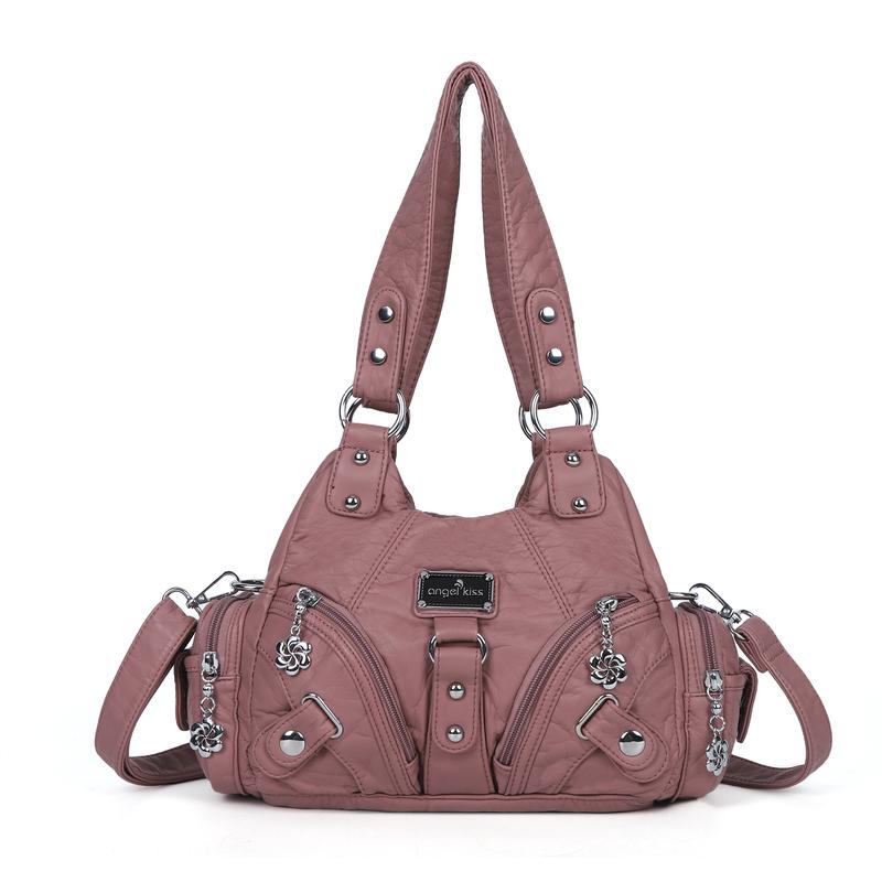 Bolso de mano pequeño y moderno para mujer Angel Kiss - Bolso tote multibolsillos de piel texturizada Vagen con cremallera, bolso de hombro Tramp, bolso Angel Kiss, accesorios para mujer, estilo veraniego