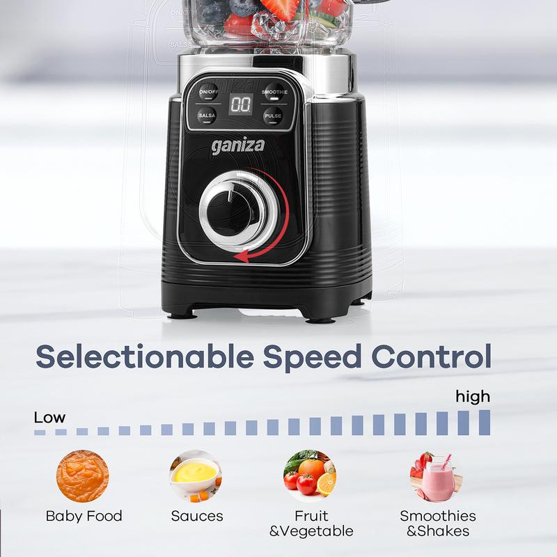 Licuadora profesional para batidos, motor de 1100 W, 25000 RPM, 8 programas automáticos para frutas congeladas y hielo, 1,9 litros (64 oz), licuadora de mostrador 12 en 1, apta para lavavajillas, procesador de alimentos, licuadora multifuncional Nutribull