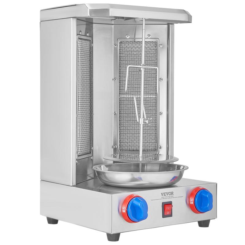 【Summervibes】Máquina para asar shawarma, capacidad de 13 libras, máquina para cocinar shawarma de pollo con 2 quemadores, asador vertical de gas, horno giratorio para gyros, máquina para doner kebab, para fiestas en la cocina del hogar o restaurante