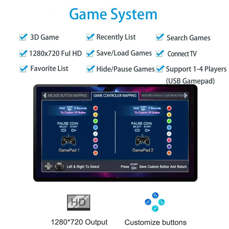 Consola de juegos arcade portátil de mano 26800 en 1 con pantalla HD de 17,5 pulgadas, para dos jugadores, Box DX, máquina de videojuegos retro con funciones de búsqueda, ocultación y pausa.