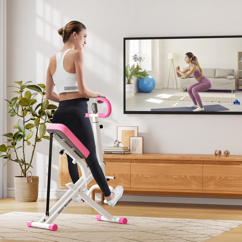 Máquina de sentadillas Dland para glúteos, resistencia ajustable, equipo de ejercicio plegable, máquina de ejercicios para piernas con capacidad de peso de 350 libras para mujeres, máquina de remo, TikTokShopBlackFriday Hiit Killer LCD Display