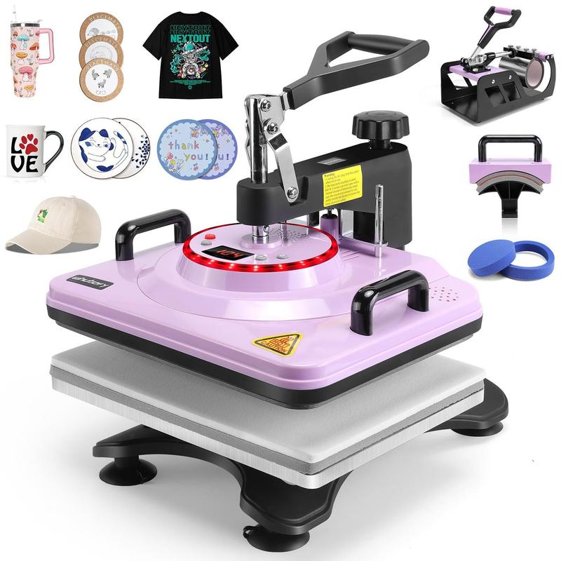 Máquina de sublimación profesional AKEYDIY de 15" x 12", con brazo giratorio, para impresión de camisetas, transferencia térmica, máquina de prensa de calor digital para vasos, camisetas, tazas, sombreros, platos y gorras. Regalos de Navidad para amantes