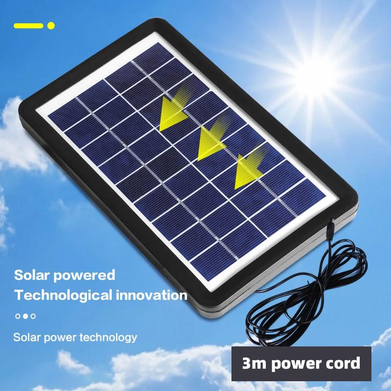 Ventilador de mesa recargable con bombillas LED y panel solar, batería de 6 V y 4500 mAh, motor de CC de 18 W, carga USB, flujo de aire de gran angular, kit de ventilador solar portátil para uso en interiores y exteriores.