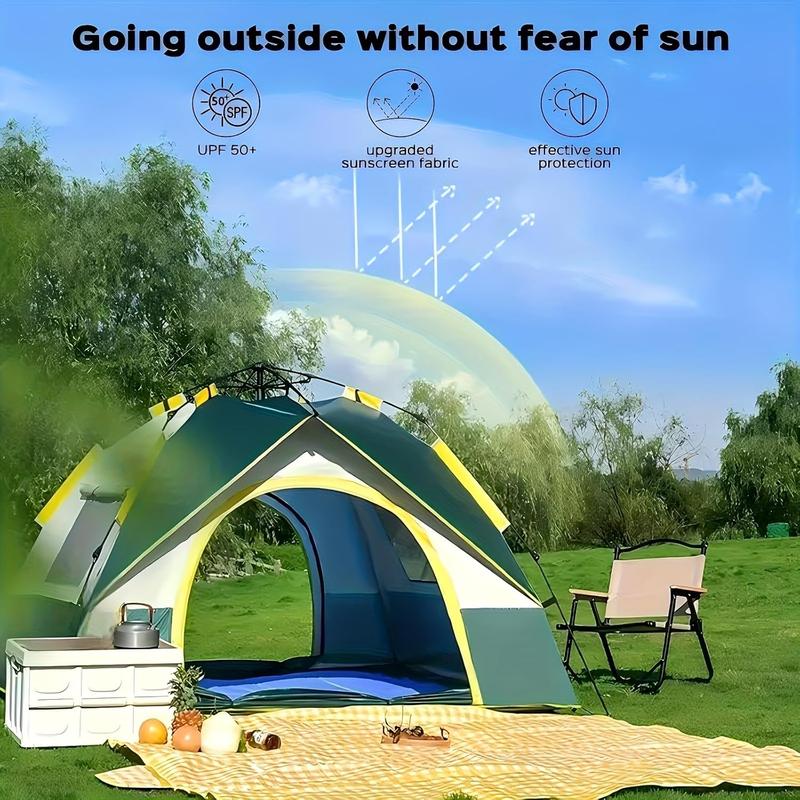 Tienda de Campaña Automática de Instalación Instantánea para 3-5 Personas con Puertas Dobles y Ventanas de Malla Grande 78x78.74x51.2in Verde Impermeable
