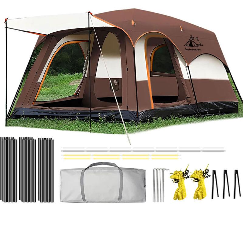 【Tienda de campaña impermeable】Tienda de campaña extragrande para 12 personas, impermeable, de montaje instantáneo, de poliéster Oxford, ligera, con ventanas de malla, doble puerta, fácil de montar. Accesorios de camping. Tienda de campaña para acampar. R