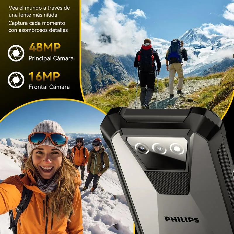 Philips Teléfono Inteligente S8325 IP68 Resistente al Agua 10200 mAh Batería 12GB+256GB 6.745\" Pantalla 48MP Cámara NFC Lámpara de Camping A
