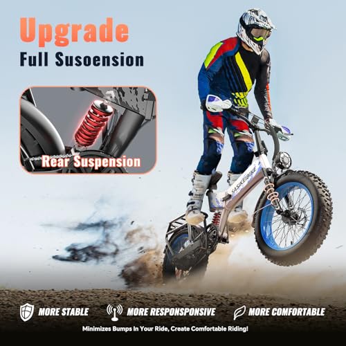1500W Folding Electric Bike for Adults Full Suspension,52v 20AH Electric Dirt Bike with 20"x 4.0 Fat Tire, Max 30+MPH & 70 Miles Electric Bicycle, Ebike for Snow, Mountains, Road UL Certified