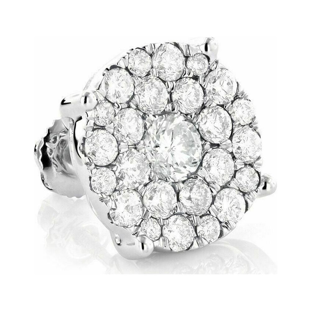 2ct Natural Diamond (K-L) Round Cluster Ring 14k White Gold SI2 For Men Wedding