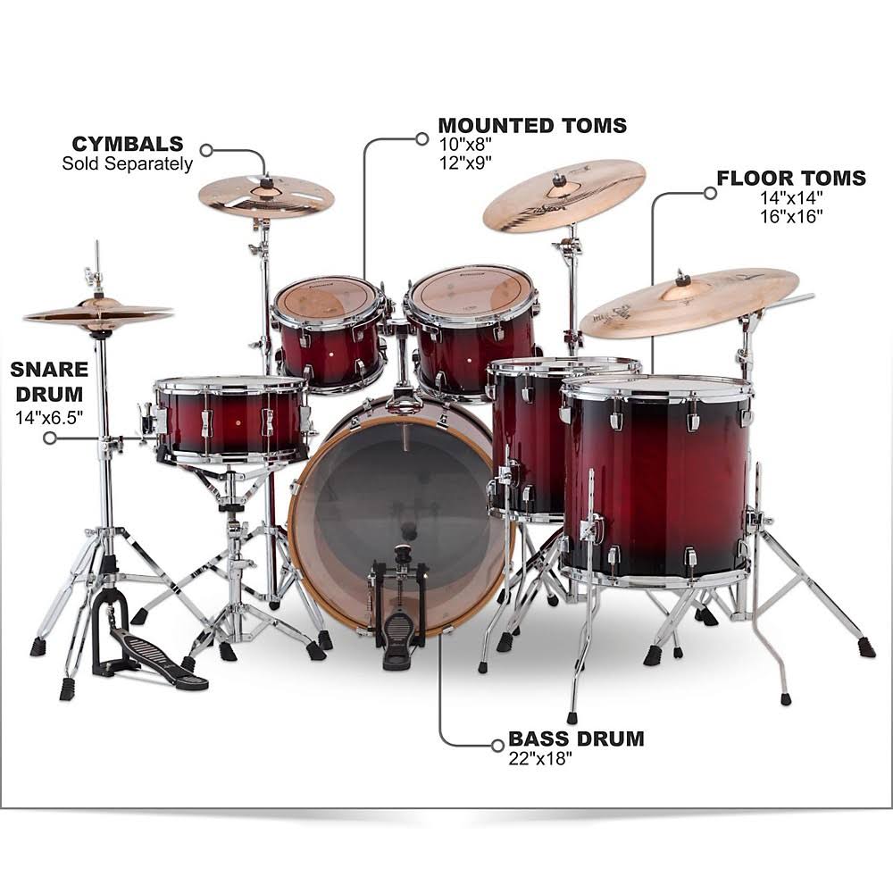 Ludwig Evolution Maple 6-Piece Shell Pack Red Burst