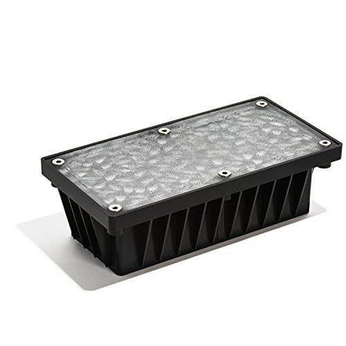 Solar Brick Landscape Path Light, 8x4 Recessed Polyresin Paver, 12 Warm White LEDs, Waterproof, Outdoor Use, No Wires or Plugs -