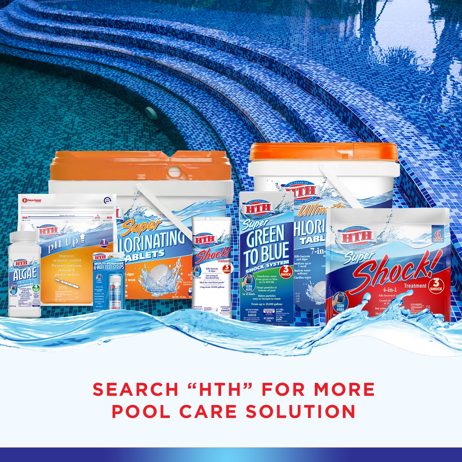 HTH Super 3 Inch Chlorine Tablets for Pool, Pool Chemicals, 25 lbs