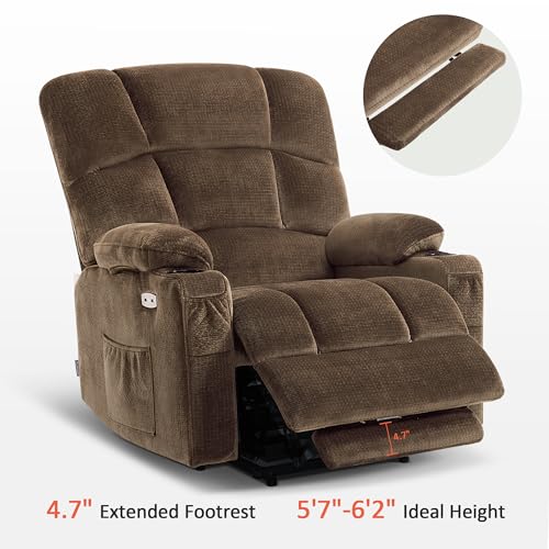 MCombo Large Dual Motor Power Lift Recliner Chair for Elderly, Massage and Heat, Lay Flat, Zero Gravity, Home Button, USB Port, Fabric 7680 (Large, Beige)