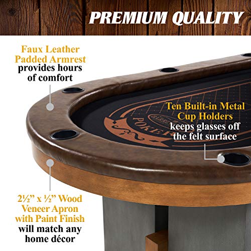 Barrington Poker Multiple Styles Folding Poker Table & Poker Table Top/Dining Table Collection, Durable Padded Rail Tables with Felt Playing Surface, Perfect for Texas Holdem Games