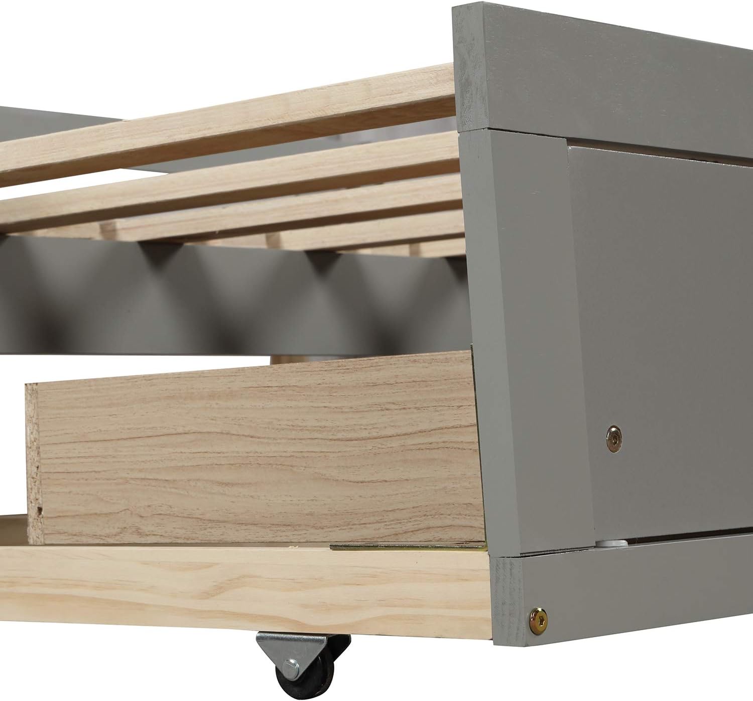 Wooden Daybed with Trundle Bed and Two Storage Drawers, Extending Bed Daybed for Kids Teens Adults, Wooden Daybed with Storage Drawers Twin to King Design, No Box Spring Required, Grey